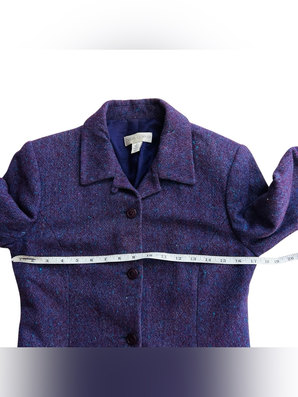 Vtg Casual Corner Women’s Purple Three Button Wool Blend Career Jacket Size 4 - Picture 8 of 10